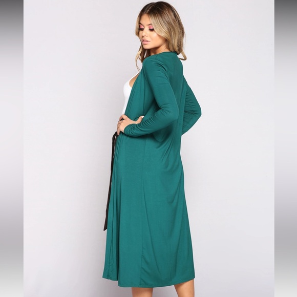 Fashion Nova Come Get It Bae Cardigan - Hunter Green - Picture 4 of 5